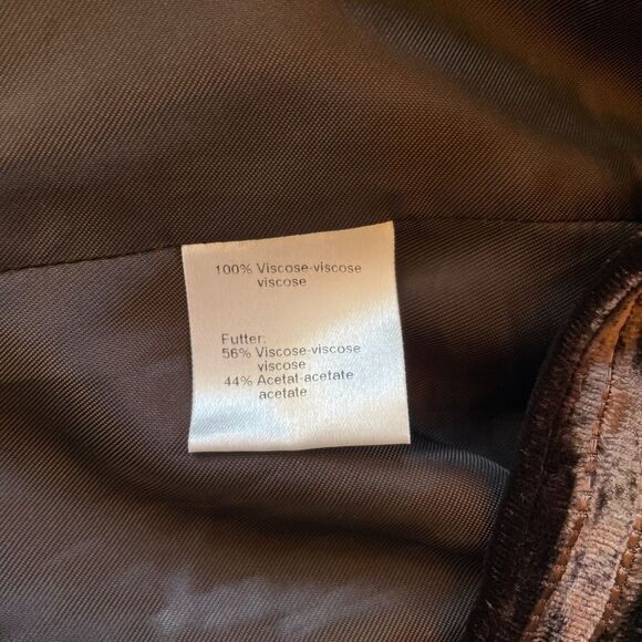 Akris Women's Brown Crushed Velvet Ribbed Pinstripe Single Breasted Blazer Sz 14 - Picture 9 of 14